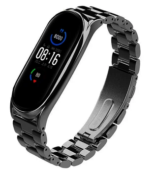 Ремінець MiJobs Plus металевий для Xiaomi Mi Band 5/6/4/3 Чорний (mrk2072)
