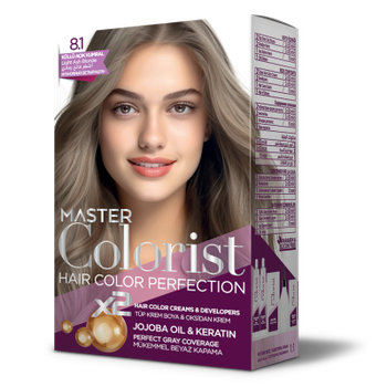 Фарба для волосся Master Colorist 8.1 Попілястий світло-русий Лівеста 2x50 мл+2x50 мл+10 мл