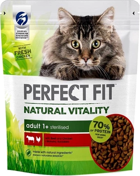 Sucha karma dla kota Perfect Fit Natural Vitality 1+ z wołowiną i kurczakiem 650 g (4008429136153)