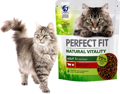 Сухий корм для котів Perfect Fit Natural Vitality 1+ яловичина і курка 650 г (4008429136153)