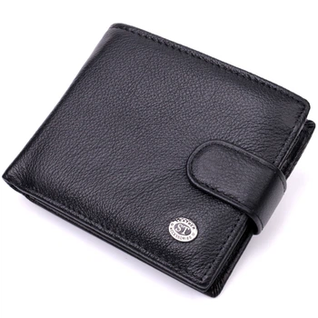 Классическое черное портмоне ST Leather из натуральной кожи с отделением для карт и монетницей (bg194fash73)