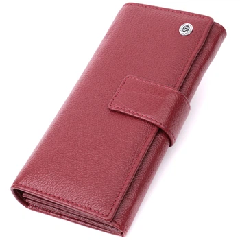 Женский кошелек ST Leather из натуральной кожи бордового цвета большой вертикальный формат на четыре отделения для купюр и карт (bg225fash50)