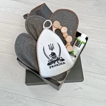 Подарочный набор для бани и сауны Luxyart "Козак з шаблями" 6 предметов (PU-006)