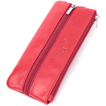 Яркая женская ключница на молнии из натуральной кожи ST Leather Красный (bg225fash57)