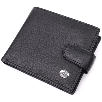 Мужской бумажник из натуральной кожи ST Leather черного цвета для карт и с монетницей (bg224fash71)