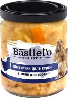 Вологий корм для собак Basttet`o Holistic Шматочки філе курки в желе 500 г (4820185493291)