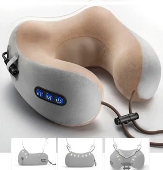 Масажна подушка для шиї U-shaped massage pillow Сірий