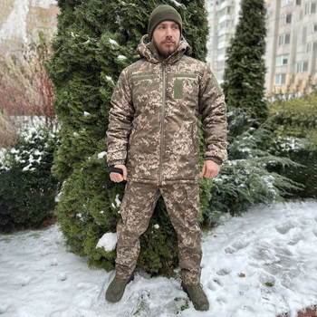Мужской зимний костюм куртка + брюки Soft Shell с подкладкой Omni-Heat пиксель размер L