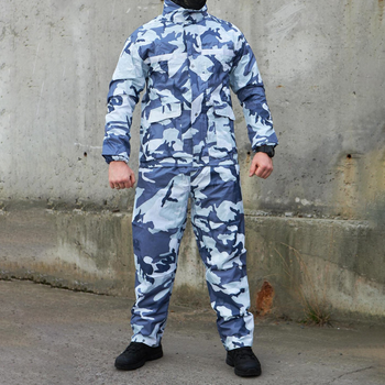 Мужской зимний маскировачный костюм / Влагозащищеная куртка + брюки светлый мультикам размер 2XL 190