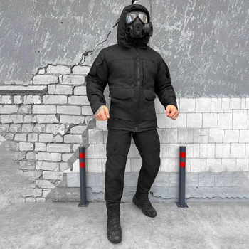 Чоловічий зимовий Костюм Omni-Heat із силіконовим утеплювачем / Тепла Куртка + Штани чорні розмір 2XL