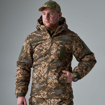 Костюм Зимний Soft Shell на Omni-Heat с капюшоном / Мужская Форма Куртка + Брюки пиксель размер S