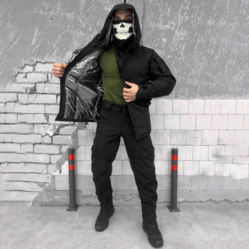 Мужской зимний Костюм Omni-Heat с силиконовым утеплителем / Теплая Куртка + Брюки чёрные размер XL