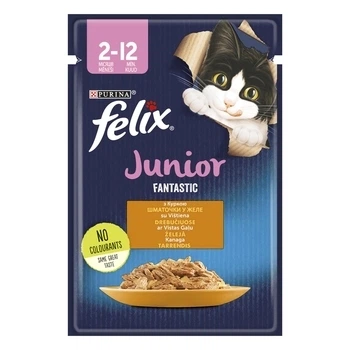 Консервований корм Purina Felix Fantastic Junior для кошенят з куркою в желе 85 г (7613039832189) x26 шт.