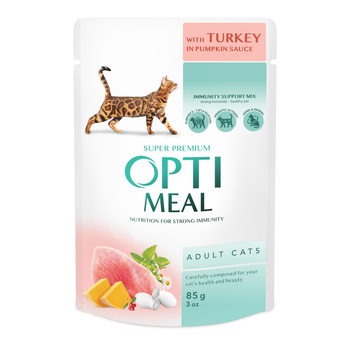 Консервированный корм Optimeal Adult Cats Turkey Pumpkin sause - влажный корм с индейкой в тыквенном соусе для взрослых кошек 85 г (B2711902)