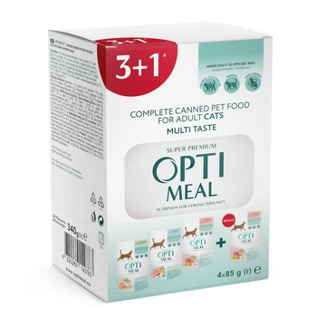 Консервированный корм Optimeal Набор "Adult Cats Multi Taste Полнорационный влажный корм для взрослых кошек" (3+1) 0,34 кг (B2723201)