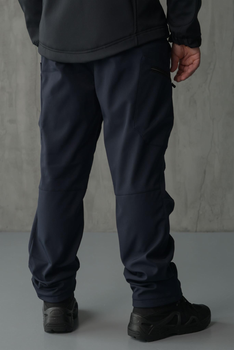 Чоловічі штани SoftShell для ДСНС на флісі із високою Посадкою / Щільні Брюки темно-сині XL