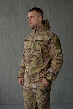 Куртка Softshell мужская Multicam с Флисовой подкладкой цвет Мультикам / Демисезонная водонепроницаемая L
