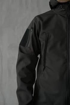 Куртка Softshell чоловіча Поліція з Флісовою підкладкою чорна / Демісезонна водонепроникна M