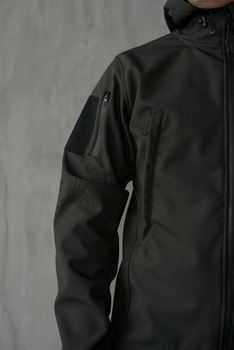 Куртка Softshell мужская Полиция с Флисовой подкладкой черная / Демисезонная водонепроницаемая S