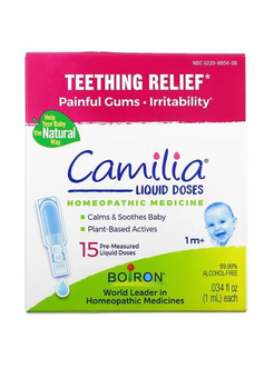 Билогически активна добавка Boiron, Camilia, средство для снятия боли при прорезывании зубов, для младенцев от 1 месяца, 15 доз