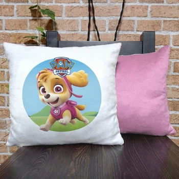 Подушка плюшевая квадратная 32х32см с принтом Щенячий патруль Скай Paw Patrol Sky