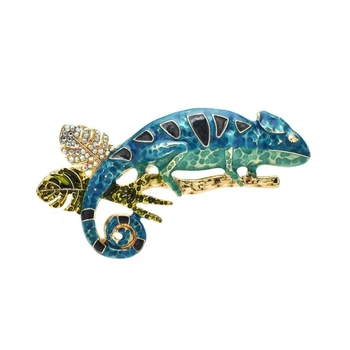 Брошь BROCHE бижутерия Животные Геккон на ветке синяя BRBF114039