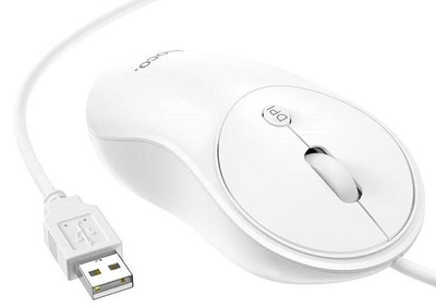 Компьютерная мышь проводная Hoco GM13 (USB 1.5m) белая
