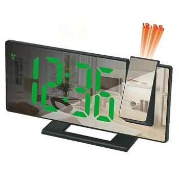 Настольные часы c проекцией на потолок DS-3618LP Цифровые с с зеркальным LED дисплеем Черный