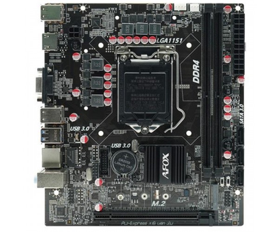 Мат.плата 1151 (B250) AFOX IB250-MA4-V2, B250, 2xDDR4, Int.Video(CPU), 3xSATA3, 1xM.2, 1xPCI-E 3.0 x16, ALC662, RTL8111, 4xUSB3.0/4xUSB2.0, VGA/HDMI, MicroATX