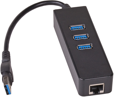 Hub USB Akyga AK-AD-32 USB 3.0 3-port + Ethernet Black