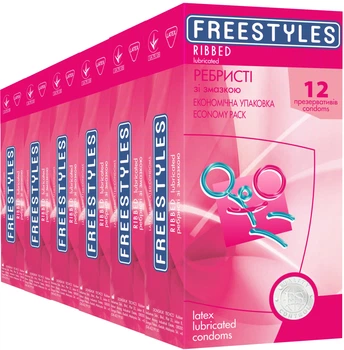 Презервативи Freestyles Ribbed Ребристі 6 упаковок по 12 шт (ROZ6400229478)