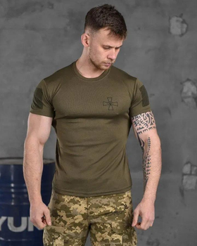Тактична чоловіча футболка з написом ЗСУ потовідвідний XL олива (85683)