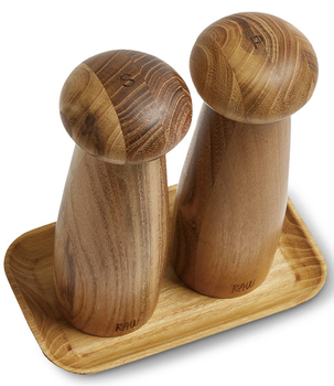 Solniczka i pieprzniczka Raw Aida Teak wood ceramic grinder set (5709554147548)