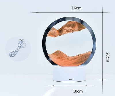 Настольная LED лампа ночник Песочные часы 3D Moving Sands Capes USB Ночной светильник Желтый
