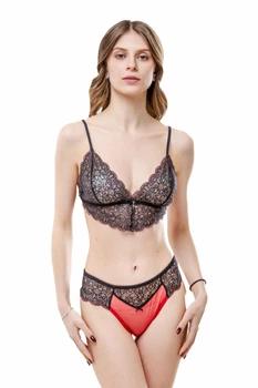 Комплект женский кружевной бюстгальтер с мягкой чашкой и стринги Felisiya Lingerie Черный 2001+218-170/101с L