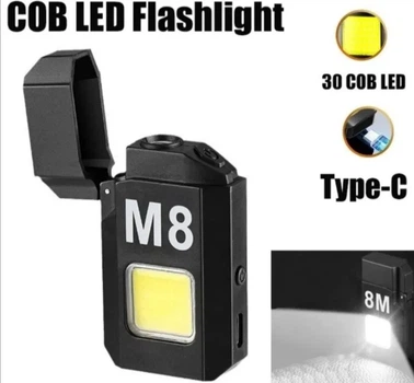 Электроимпульсная спиральная USB зажигалка M8 с фонариком 3W UKC
