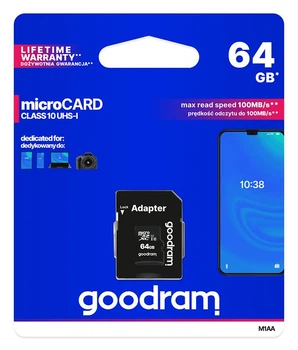 Карта памяти MicroSDXC 64GB UHS-I Class 10 Goodram + SD-adapter (M1AA-0640R12)