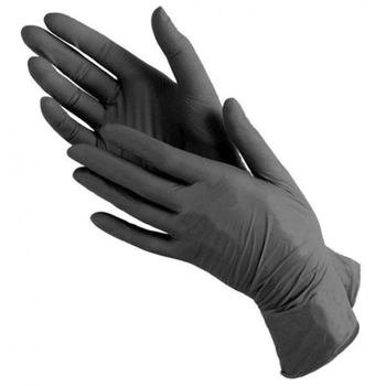 Смотровые нитриловые перчатки размер XS черные SAVE U 50 пар