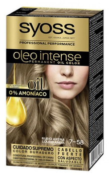 Стійка фарба для волосся Syoss Oleo Intense Permanent Hair Colour без аміаку 7 - 58 Cool Beige Blonde 115 мл (5201143731867)