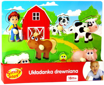 Układanka drewniana Smily Play Farma 30 x 22 cm 7 elementów (5905375836085)