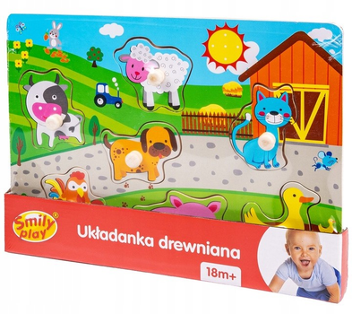 Układanka drewniana Smily Play Zagroda 30 x 22 cm 7 elementów (5905375836009)