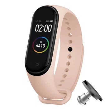 Силіконовий ремінець MRK для фітнес браслета Xiaomi Mi Band 4/3 Пудра з металевою кнопкою (mrk3863)