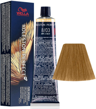 Стійка фарба для волосся Wella Koleston Perfect Me + Pure Naturals 8 - 03 Light Blonde Natural Gold 60 мл (8005610649504)