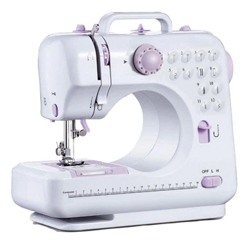 Электрическая швейная машинка Sewing Machine 505 портативная 12 программ строчки с подсветкой реверсом педалью Белая