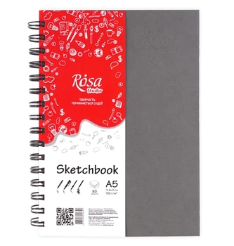 Блокнот для набросков А5 14,8х21см Rosa Studio 100г/м 80л. на спирали 16500 - серый