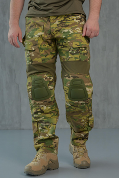 Мужские тактические брюки с наколенниками в комплекте и вставками FLEX / Крепкие Брюки рип-стоп мультикам S