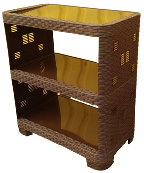 Полка - етажерка Rattan 3 ярусна h58х52х30 см Коричнева