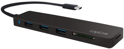 USB-C хаб LogiLink UA0312 USB 3.0 3-Port + Card Reader Black