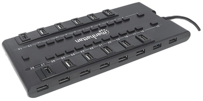 Hub USB Manhattan MondoHub II 163606 28-Port USB-A Black