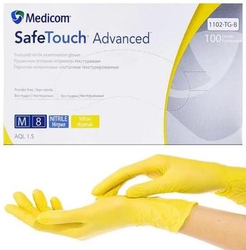 Перчатки нитриловые SafeTouch® Extend Pink Medicom без пудры 2 штуки (1 пара) жёлтый размер S